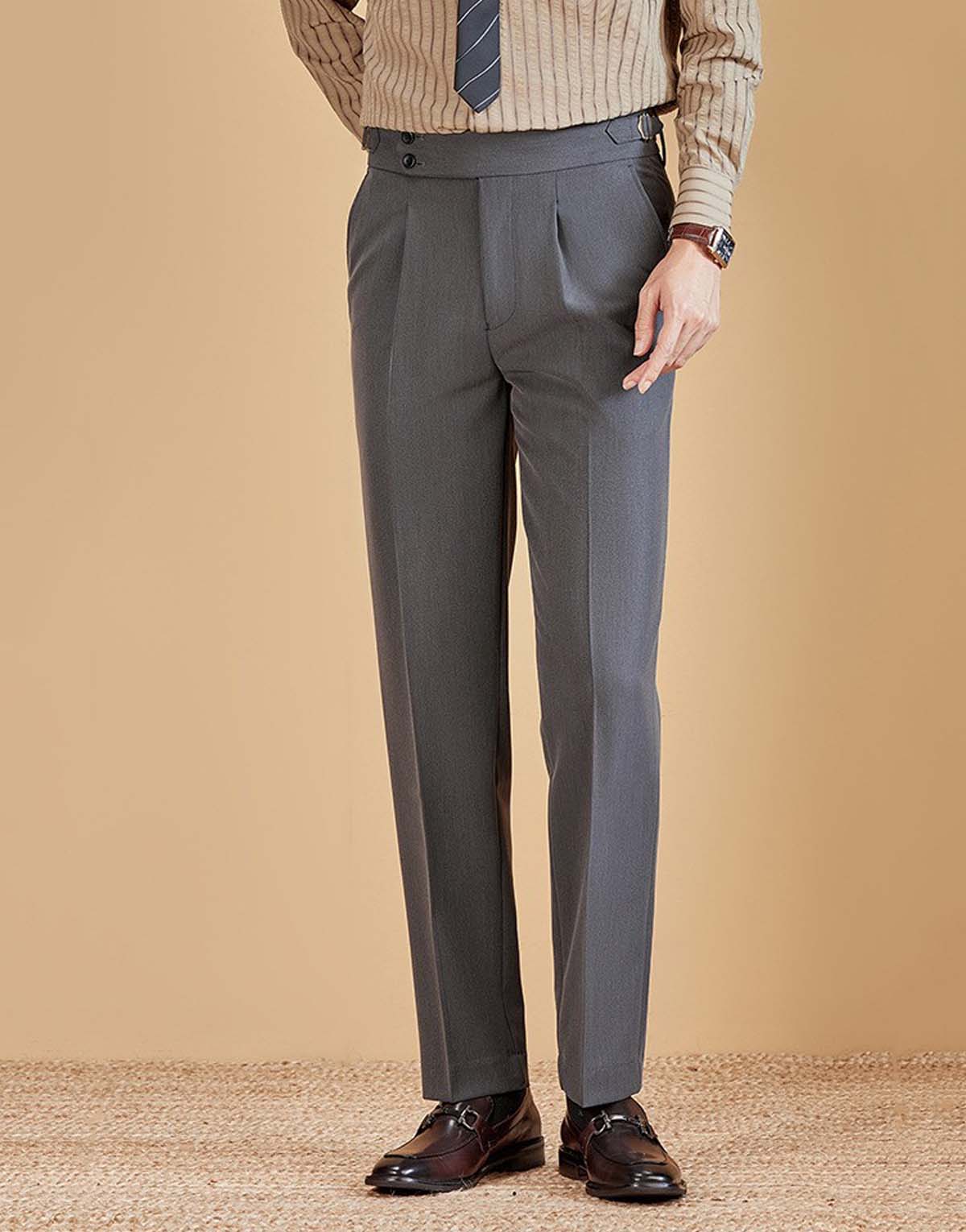 Italian-style single-pleat business casual trousers-mp-8312